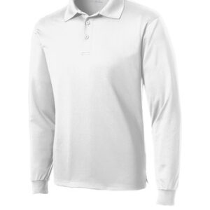 Sport-Tek – White Sport Wick Polo – Long Sleeve